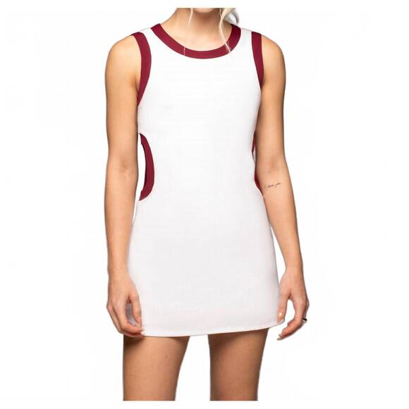 MICHI Dresses & Skirts - NEW MICHI aperture tennis ribbed mini dress in white earth red